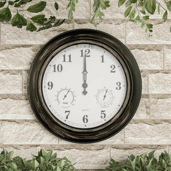 Pure Garden Wall Clock Thermometer-Indoor Outdoor Decorative - 18 in. 50-LG1075